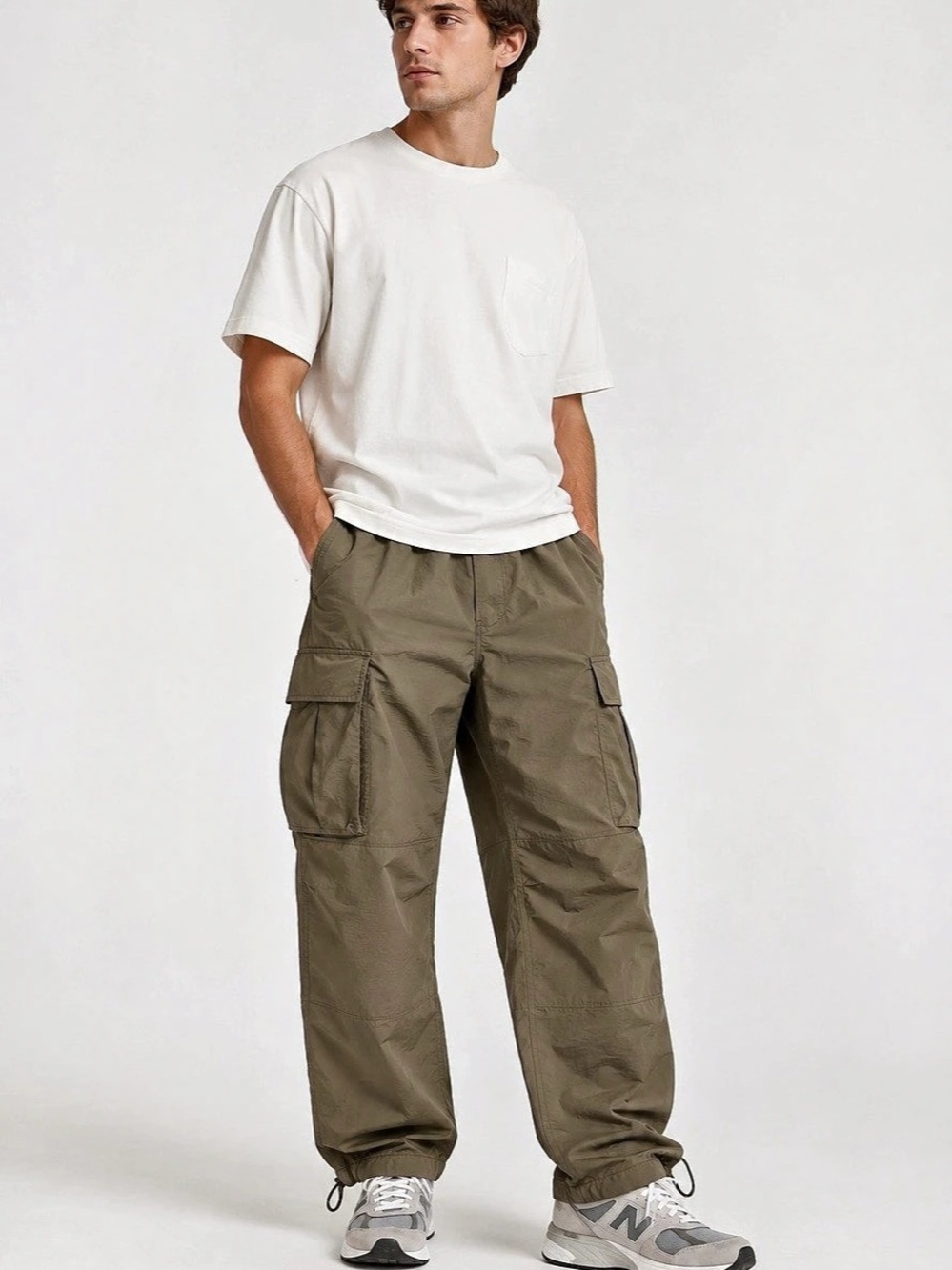 Uniqlo U Wide Fit Parachute Cargo Pants Brown/Olive Large
